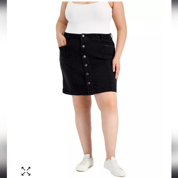 STYLE & Co Women's Plus Size Button Down  Denim Skirt I'm Washed black size 22W - Picture 1 of 5